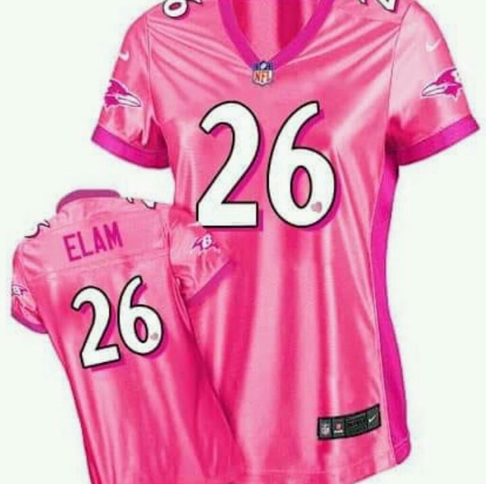 Nike On Field Pink #26 Ravens Super Bowl Jersey